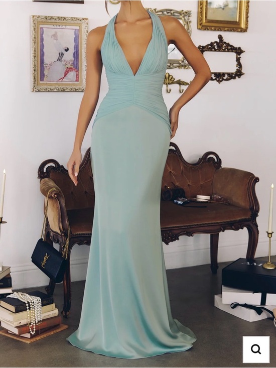 Lady Black Tie Dresses & Skirts - TESSA GOWN - MERMAID HALTER SATIN GOWN